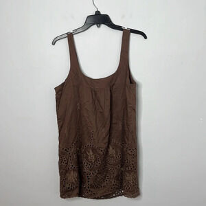 Theory Zander Lanella Lawn Brown Laser Cut Embroidered Tank & Skirt Set